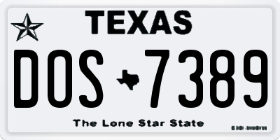 TX license plate DOS7389