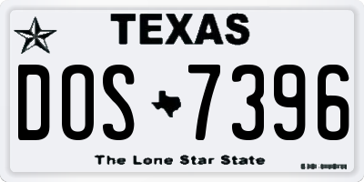 TX license plate DOS7396