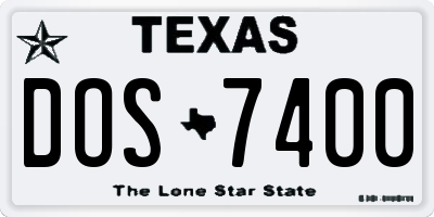 TX license plate DOS7400