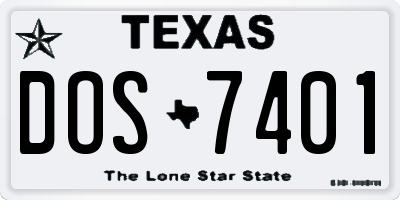 TX license plate DOS7401