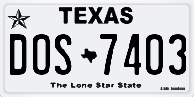 TX license plate DOS7403