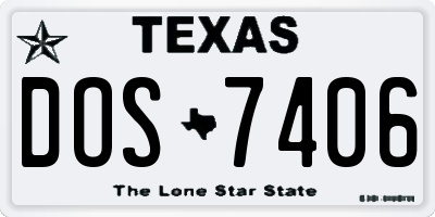 TX license plate DOS7406