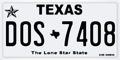 TX license plate DOS7408