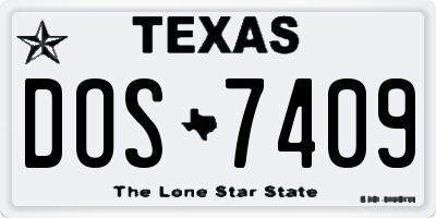 TX license plate DOS7409