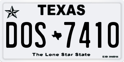 TX license plate DOS7410