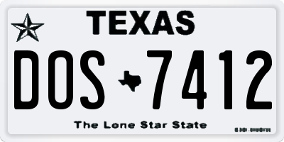 TX license plate DOS7412