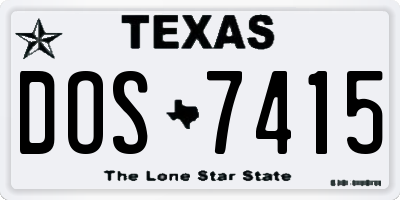 TX license plate DOS7415