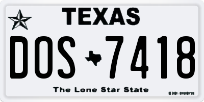TX license plate DOS7418