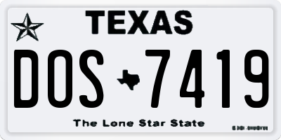 TX license plate DOS7419