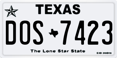TX license plate DOS7423
