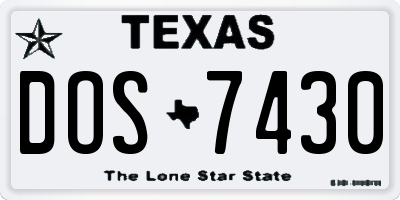 TX license plate DOS7430