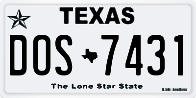 TX license plate DOS7431