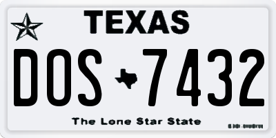 TX license plate DOS7432