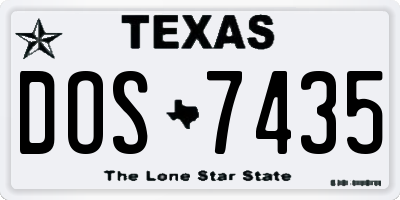 TX license plate DOS7435