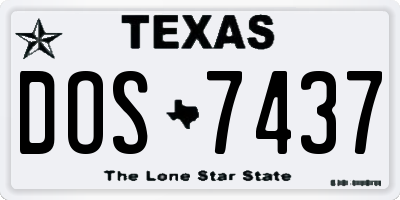 TX license plate DOS7437