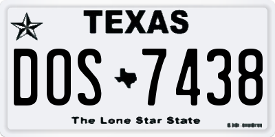TX license plate DOS7438