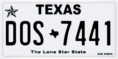 TX license plate DOS7441
