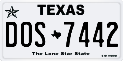 TX license plate DOS7442