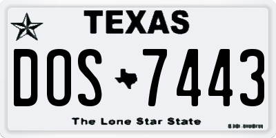 TX license plate DOS7443
