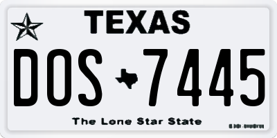 TX license plate DOS7445