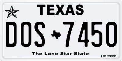 TX license plate DOS7450