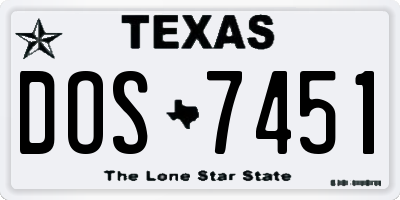 TX license plate DOS7451