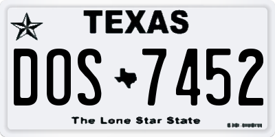 TX license plate DOS7452