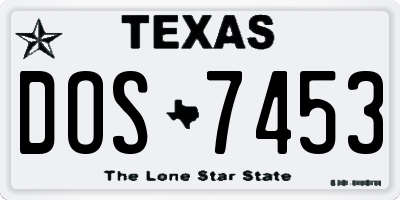 TX license plate DOS7453