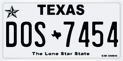 TX license plate DOS7454