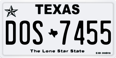 TX license plate DOS7455