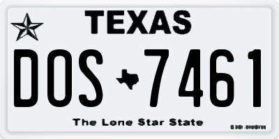 TX license plate DOS7461