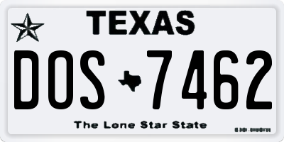 TX license plate DOS7462