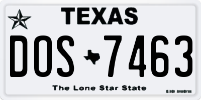 TX license plate DOS7463