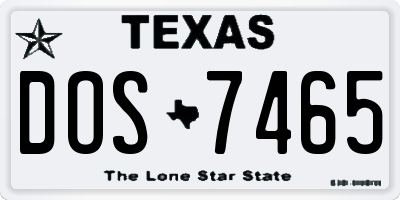TX license plate DOS7465