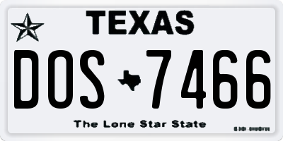 TX license plate DOS7466