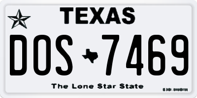 TX license plate DOS7469