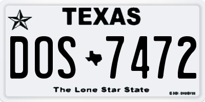 TX license plate DOS7472