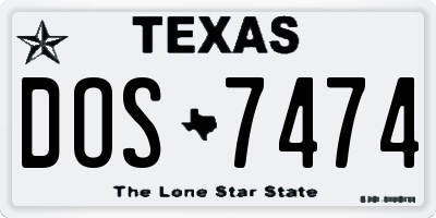 TX license plate DOS7474