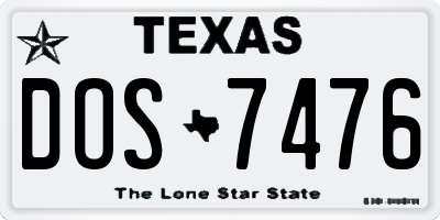 TX license plate DOS7476