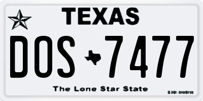 TX license plate DOS7477