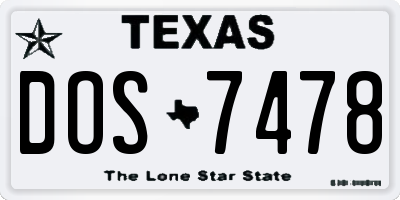 TX license plate DOS7478