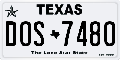 TX license plate DOS7480