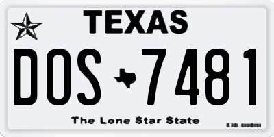 TX license plate DOS7481
