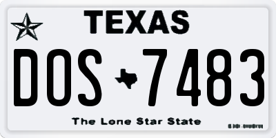 TX license plate DOS7483