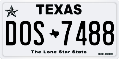 TX license plate DOS7488