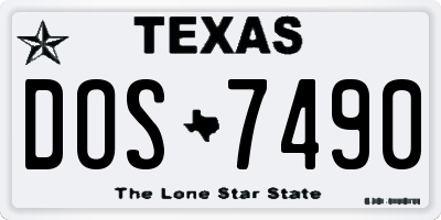 TX license plate DOS7490