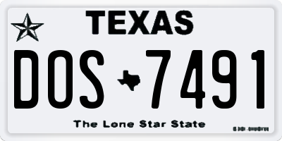 TX license plate DOS7491