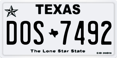 TX license plate DOS7492