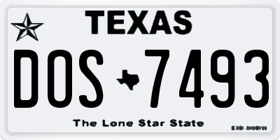 TX license plate DOS7493