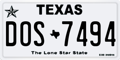 TX license plate DOS7494